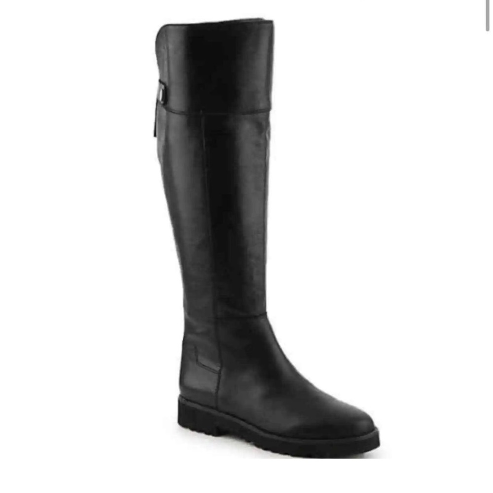 Franco Sarto Cosmina Tall Riding Boot Black Leather Sz 7.5